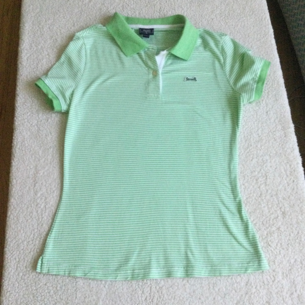 Le Tigre Y2K Polo Stretch Green Striped - Sz Medium